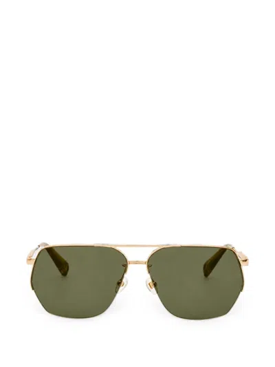 Jacquemus Brown Geometric Sunglasses In Gold
