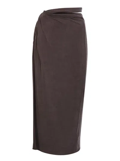 Jacquemus Espelho Cut-out Detailed Midi Skirt In Brown