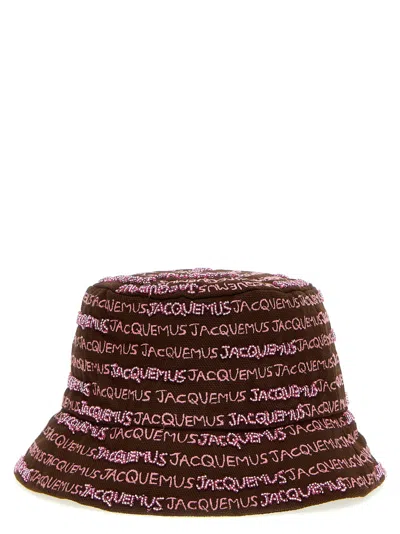JACQUEMUS BROWN LE BOB BORDADO BUCKET HAT