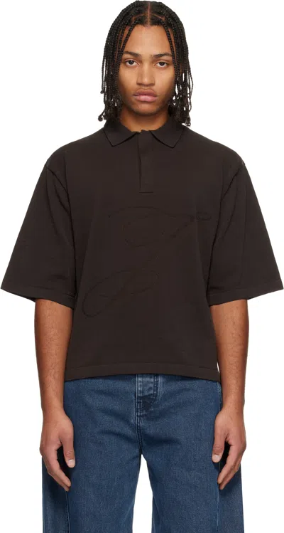 JACQUEMUS BROWN 'LE POLO LINO' POLO