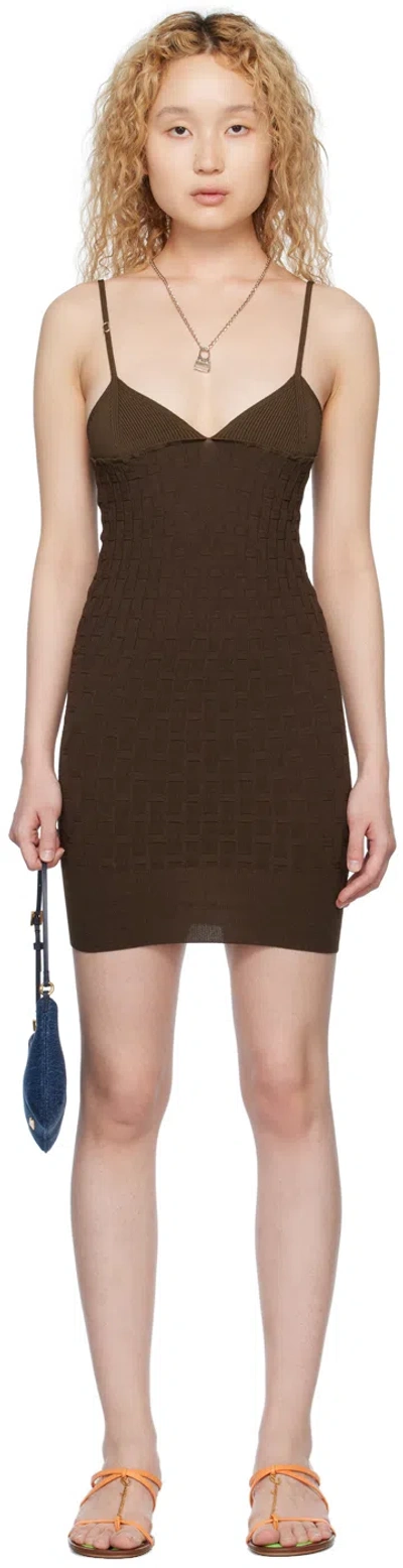 Jacquemus Brown Le Raphia 'la Robe Maille Tecido' Minidress