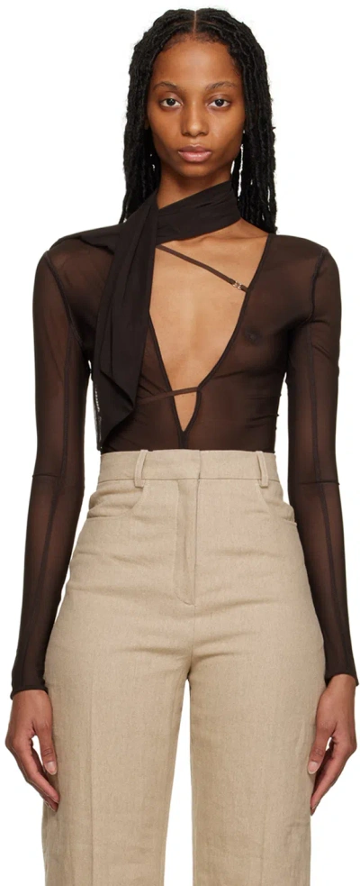 Jacquemus Le Abanaba Semi-sheer Bodysuit In Multicolor