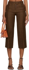 Jacquemus Areia Cropped Trousers In 880 Dark Brown