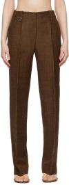 Jacquemus Stitch-detail Flared Trousers In 880 Dark Brown