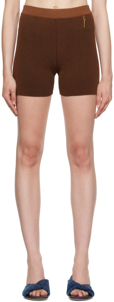 Jacquemus Ladies Brown Le Short Pralu Knitted Shorts In Red