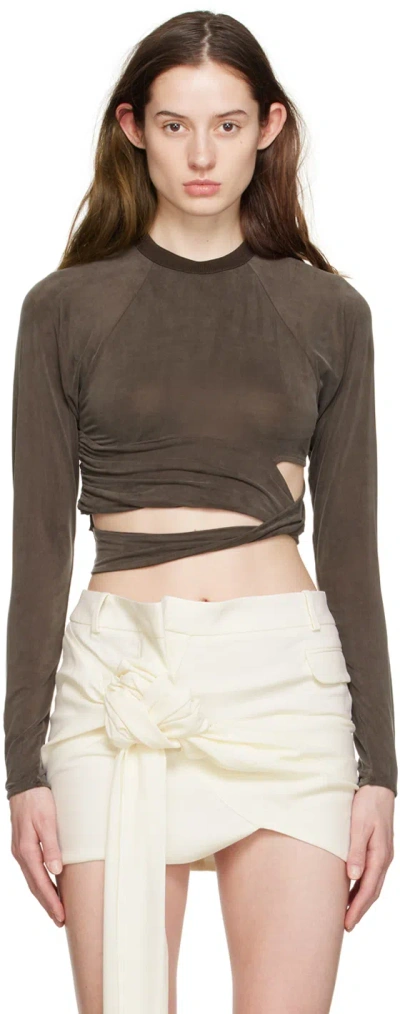Jacquemus Brown Le T-shirt Espelho Knotted Cut-out T-shirt