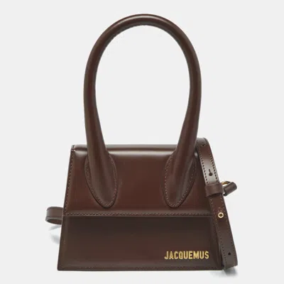 Pre-owned Jacquemus Brown Leather Le Chiquito Moyen Top Handle Bag