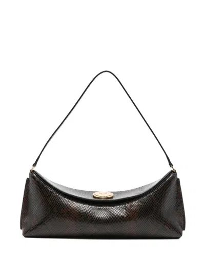Jacquemus Brown Leather Shoulder Bag In Black