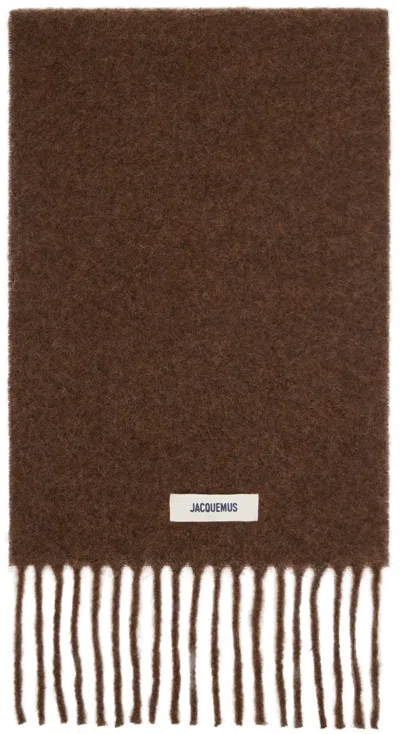 JACQUEMUS BROWN 'L'ECHARPE CARRO' SCARF