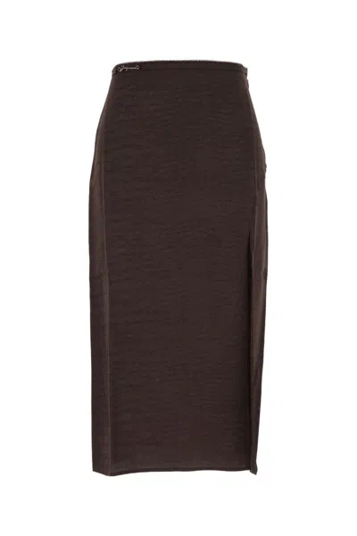JACQUEMUS BROWN NOTTE MIDI SKIRT