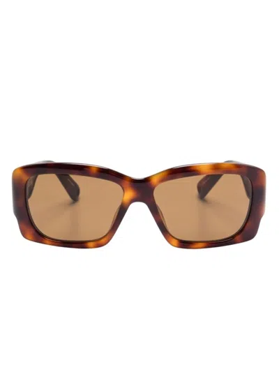 Jacquemus Sunglasses With Animal-print Frame And Brown Lenses In Multi