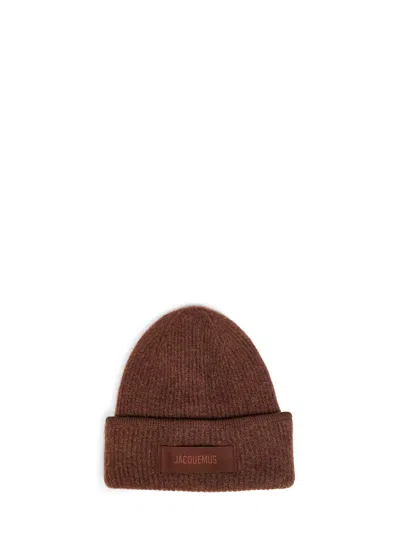Jacquemus Brown Ribbed Knit The Gros Grain Beanie