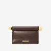 Jacquemus Rectangular Leather Clutch And Chain Strap In Brown