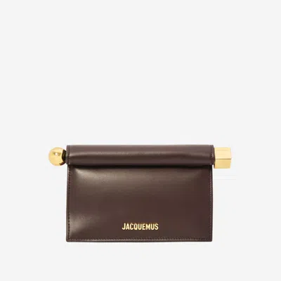 JACQUEMUS BROWN ROND CARRE CLUTCH