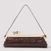 Jacquemus La Pochette Salon Patent Croc-embossed Shoulder Bag In Brown
