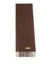 Jacquemus Brown Scarf With Fringe And Logo In Brown
