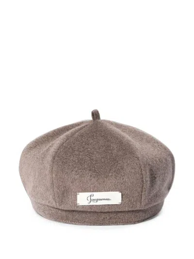 Jacquemus Brown Signature Logo Beret Hat