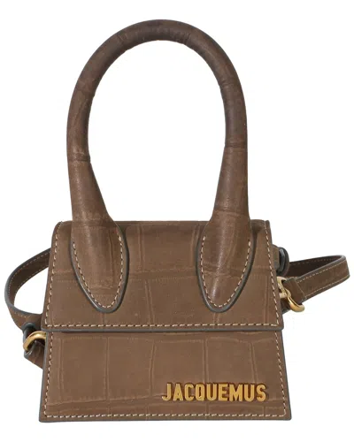 Pre-owned Jacquemus Brown Suede Croc Embossed Le Chiquito (authentic Pre-loved)