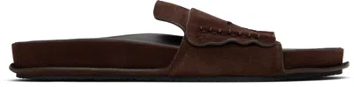 Jacquemus Brown Suede Loafer Sandals