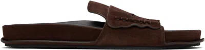 Jacquemus Brown Suede Loafer Sandals