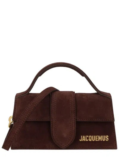Jacquemus Brown Suede Rectangular Detachable Strap Tote Bag In Black