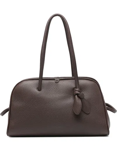 Jacquemus Brown Textured Silk-blend Knot Detail Shoulder Bag