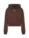 Jacquemus Drawstring Hood Gros-grain Hoodie In Brown
