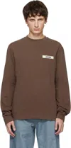 Jacquemus Minimalist Long-sleeve Cotton T-shirt In Brown
