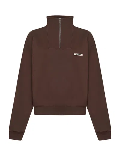 Jacquemus Brown The Gros Grain Zipped-rollneck Sweatshirt