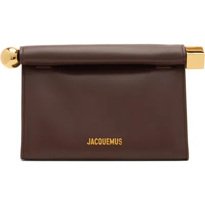 Jacquemus Brown 'the Rond Carré' Clutch In 890 Midnight Brown