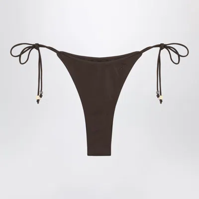 Jacquemus Brown Triangle Bikini Bottom In Black