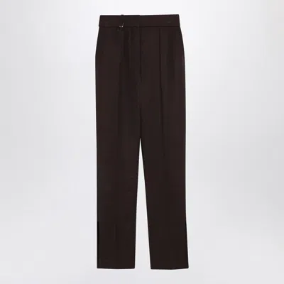Jacquemus Tailored Pants In Silk-blend In Dark Brown