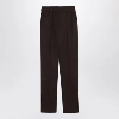 Jacquemus Tailored Pants In Silk-blend In Dark Brown