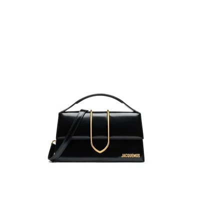 Jacquemus Brushed And Glossy Calf Leather Shoulder Bag In Black