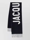Jacquemus Brushed Finish Fringe Detailing Wraparound Scarf In Black