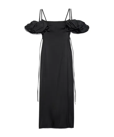 Jacquemus Bubble Sleeve Dress In Black