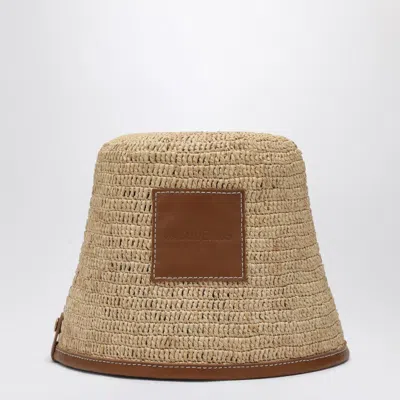 Jacquemus Bucket Hat In Raffia And Leather Women In Brown