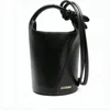 Jacquemus Bucket-shaped Leather Tote Bag With Gold-tone Detailing In Black