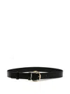 Jacquemus Leather Square Buckle Belt With Interlocking Detail In Black