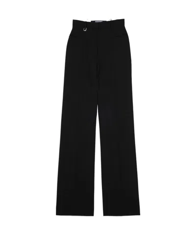 Jacquemus Buckle Detailed Trousers In Black
