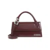 Jacquemus Burgundy Brusched Leather Le Chiquito Long Boucle Handbag In White