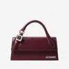 Jacquemus Burgundy Brusched Leather Le Chiquito Long Boucle Handbag In Burgundy