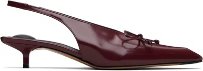 JACQUEMUS BURGUNDY LA CROISIÈRE 'THE LOW CUBISTO SLINGBACKS' HEELS