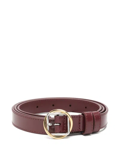 Jacquemus Burgundy Leather Belt With Buckle In Brown