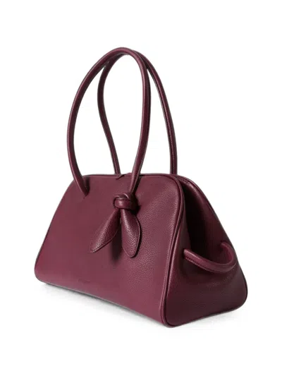 Jacquemus Burgundy Silk And Nylon Handbag With Knot Detail In White