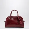 Jacquemus Vibrant Red Leather Handbag With Structured Silhouette In Burgundy
