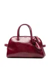Jacquemus Le Petit Tourism In Shiny Vintage-finished Leather Bags In Burgundy