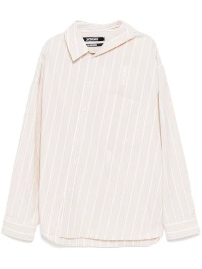 Jacquemus Business Big Logo Shirt In Brown