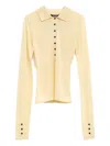 Jacquemus Le Polo Button-embellished Wool-blend Polo Top In Yellow