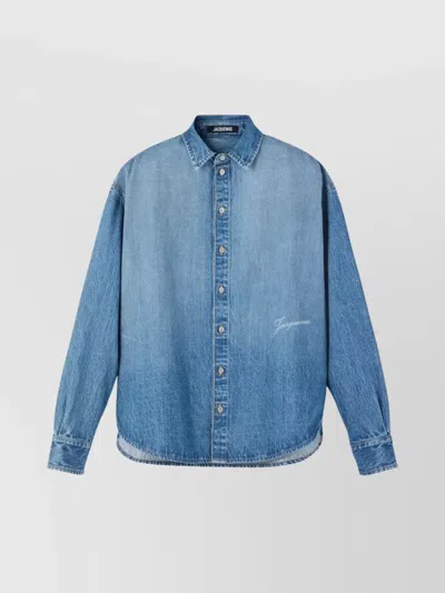 JACQUEMUS BUTTON-DOWN DENIM SHIRT LONG SLEEVES